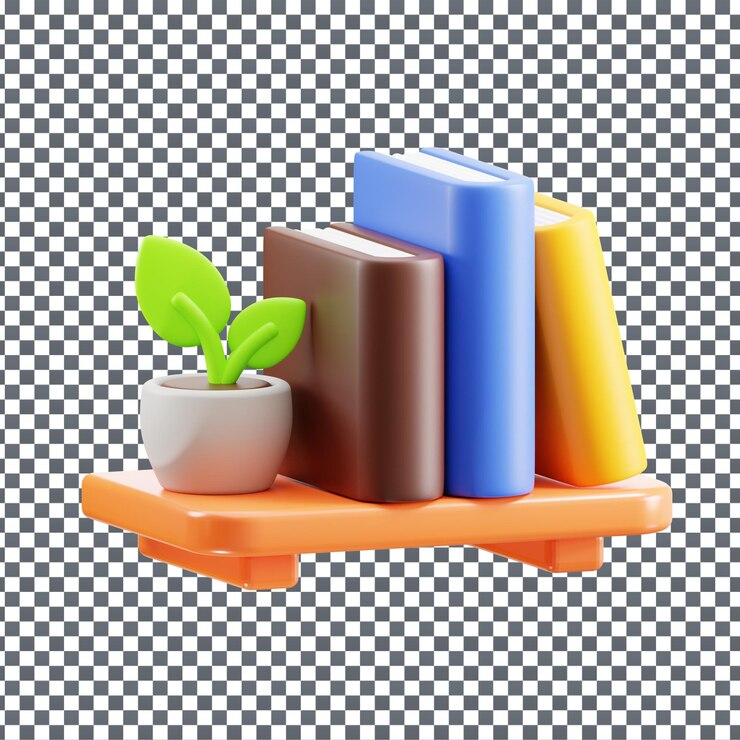 PSD icono de libros psd 3d en fondo aislado y transparente