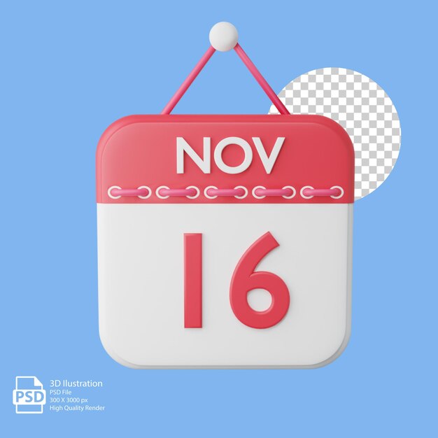 PSD icono lindo calendario 3d