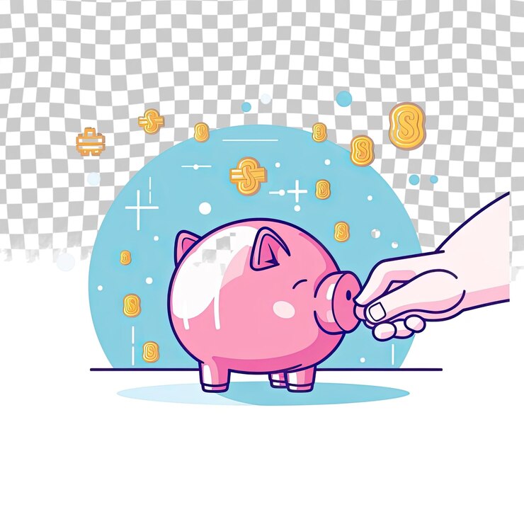 PSD el icono de la línea de la alcancía y la mano aislados en un fondo transparente