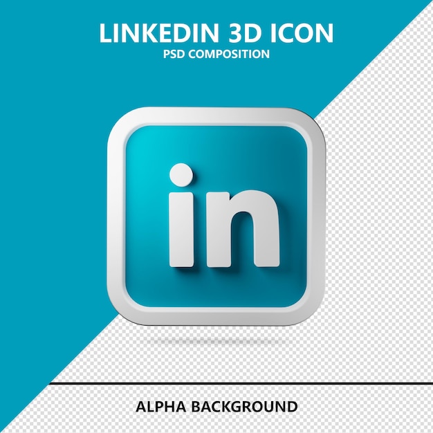 PSD icono de linkedin 3d render ilustración