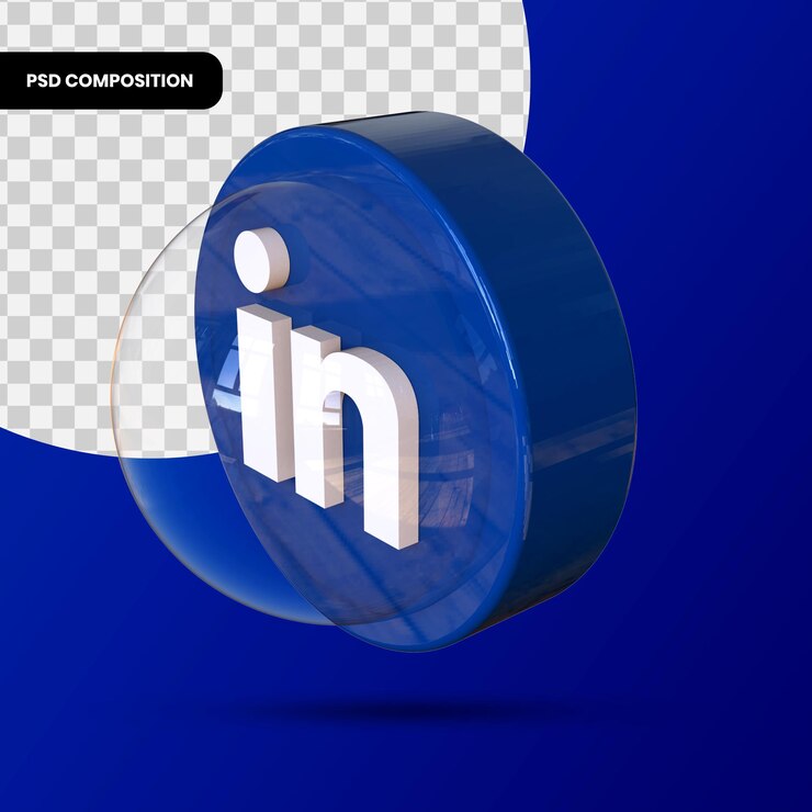 PSD icono de linkedin, aplicación de redes sociales. representación 3d