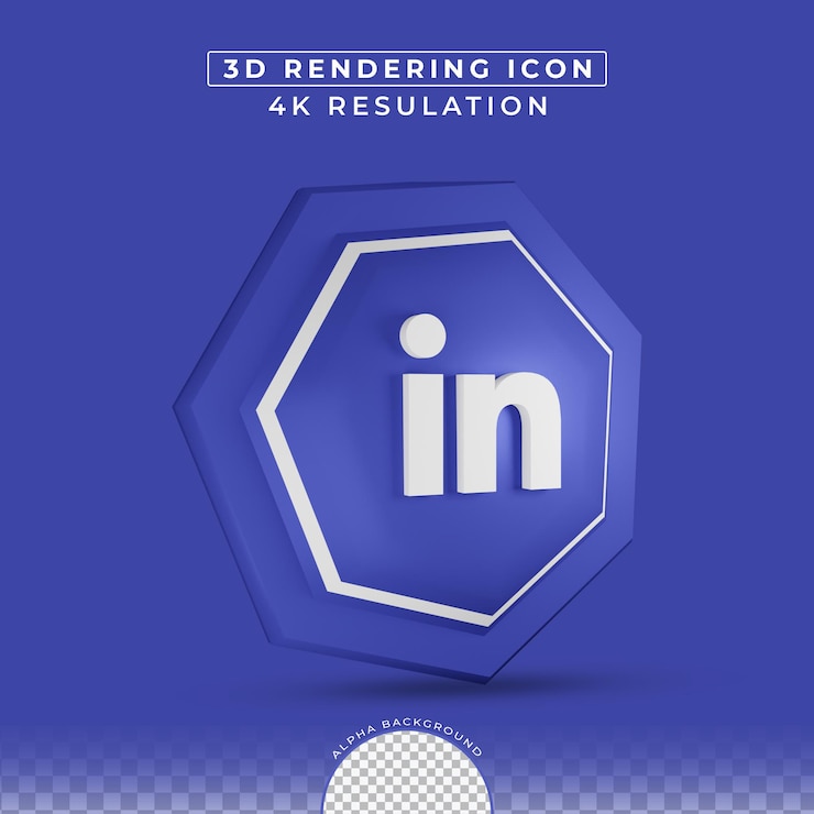 PSD icono de linkedin redes sociales en renderizado 3d