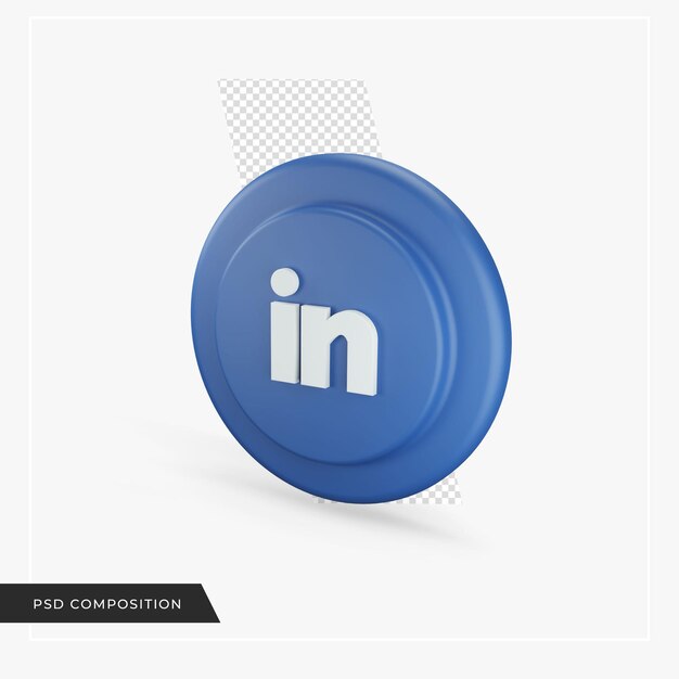 Icono de Linkedin en renderizado 3d