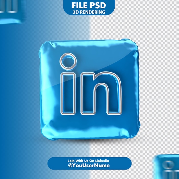 PSD icono linkedin representación 3d