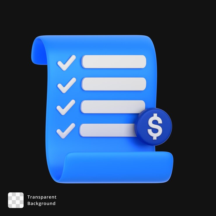 PSD ícono de la lista de comprobación 3d de la factura