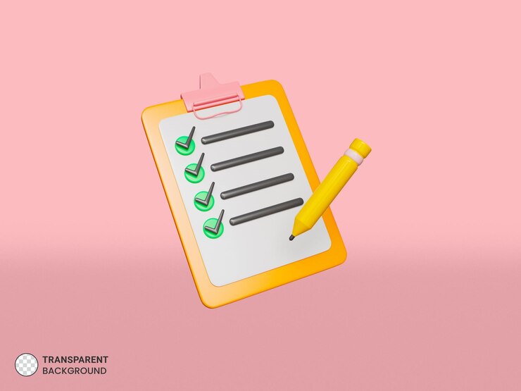 PSD icono de la lista de comprobación del portapapeles ilustración de procesamiento 3d aislado