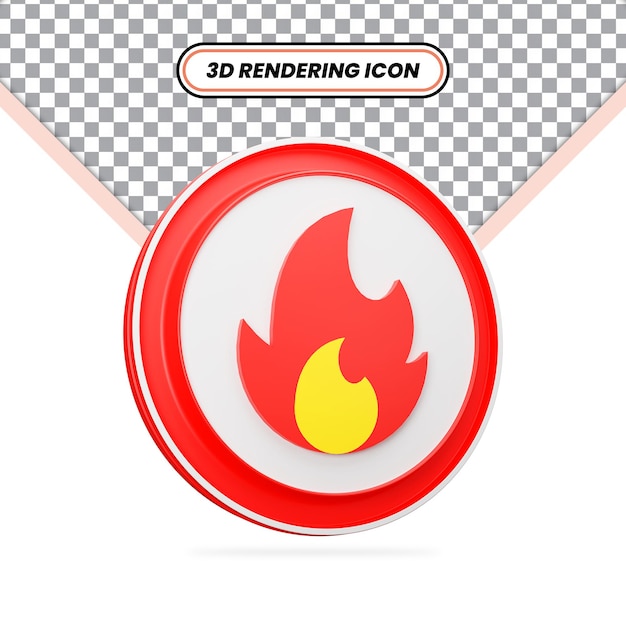 icono de llama caliente en 3D icono aislado de representación