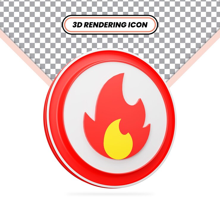 icono de llama caliente en 3D icono aislado de representación