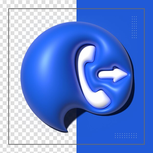 Icono de llamada 3d en estilo clásico sobre fondo blanco. Tecnología de Internet Teléfono móvil moderno