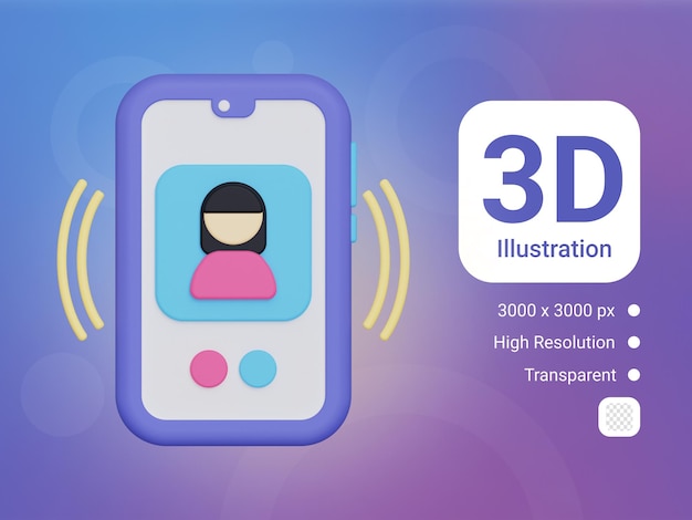 PSD icono de llamada entrante 3d