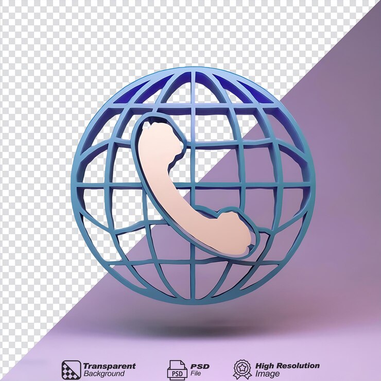 PSD icono de llamada del globo web aislado en fondo transparente