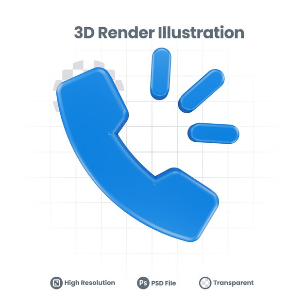Icono de llamada de llamada de teléfono de representación 3D para promoción de redes sociales de aplicaciones móviles web