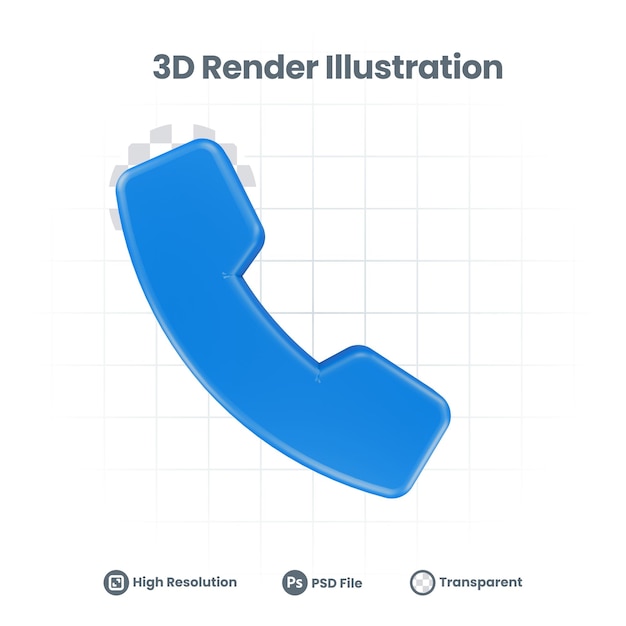 Icono de llamada telefónica de ilustración 3D para promoción de redes sociales de aplicaciones móviles web