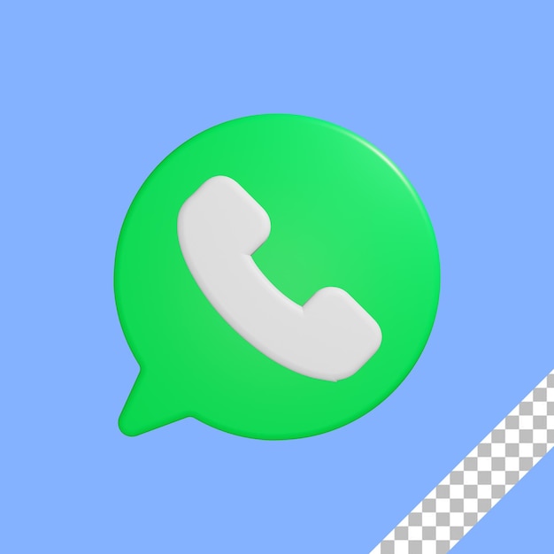 Icono de llamada verde 3D con fondo transparente