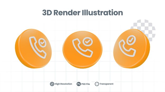 Icono de llamada verificada aprobada por ilustración 3D para promoción de redes sociales de aplicaciones móviles web