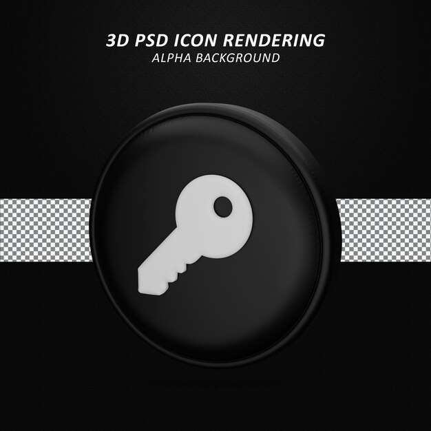 PSD icono de llave en 3d rendering aislado