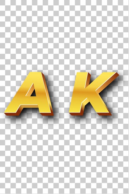 PSD el icono del logotipo ak gold aislado con fondo blanco transparente