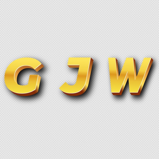 PSD icono del logotipo de oro de gjw fondo blanco aislado transparente