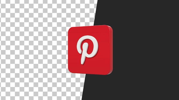 Icono del logotipo de Pinterest 3d cuadrado rojo.