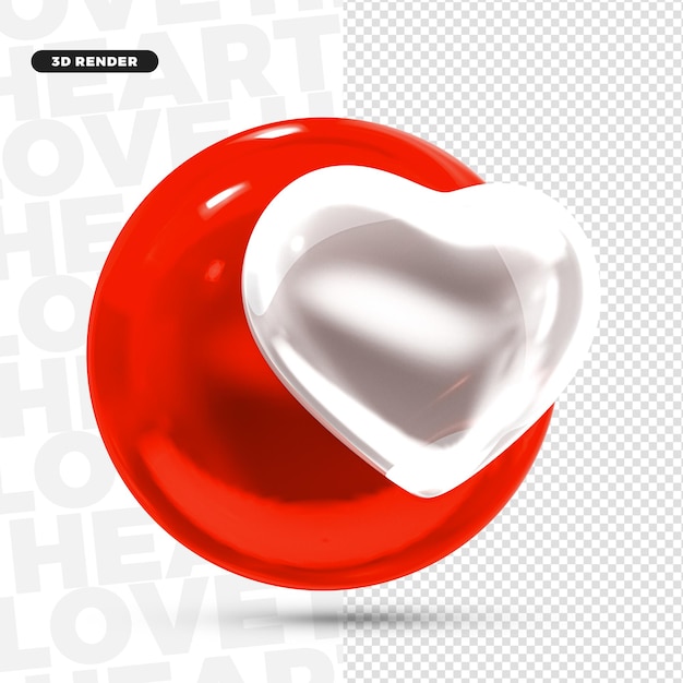 Icono de logotipo de reacción de corazón blanco 3D para composición PSD Premium