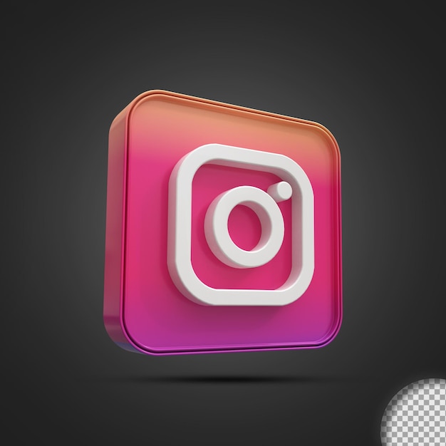 Icono de logotipo de redes sociales de Instagram brillante renderizado 3d