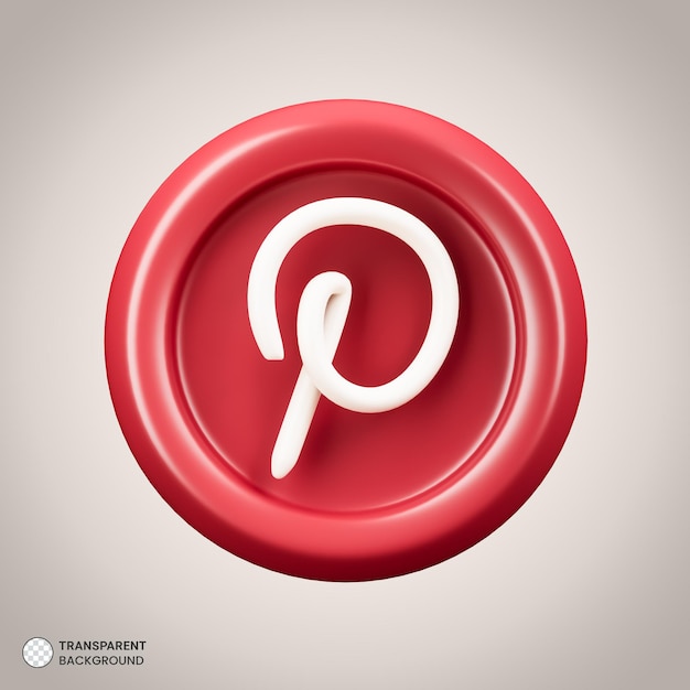 Ícono de logotipo de redes sociales de pinterest 3d