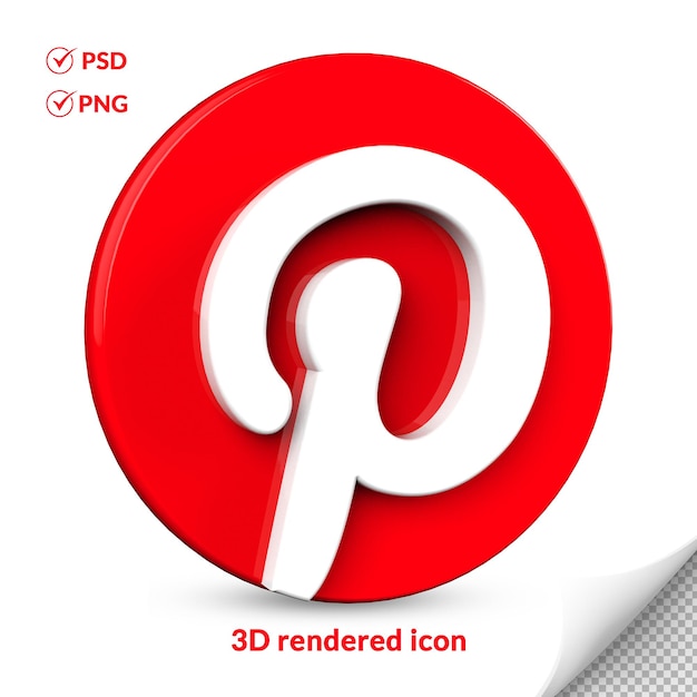 PSD Ícono de logotipo de redes sociales de pinterest 3d