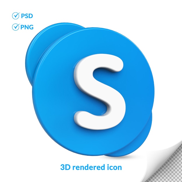 PSD Ícono de logotipo de redes sociales de skype transparente 3d