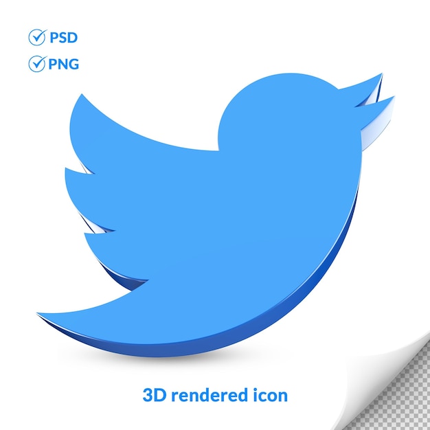 PSD Ícono de logotipo de redes sociales de twitter en 3d