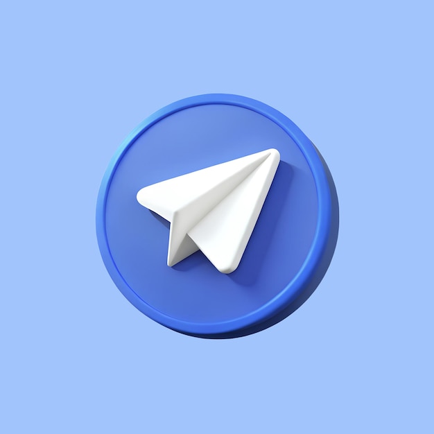 El icono del logotipo de Telegram en 3D