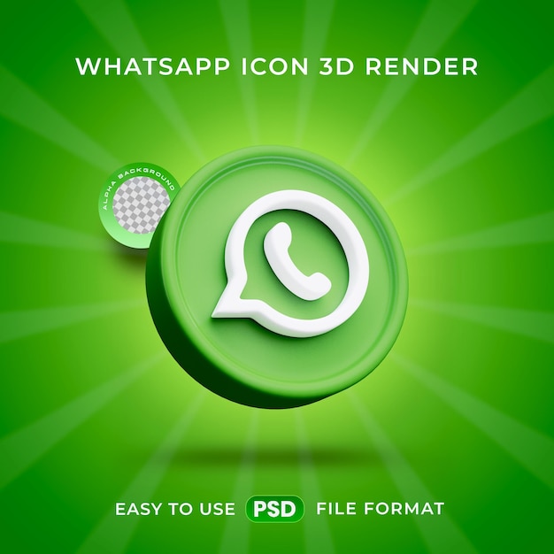 El icono del logotipo de Whatsapp es una ilustración de renderización 3D aislada.