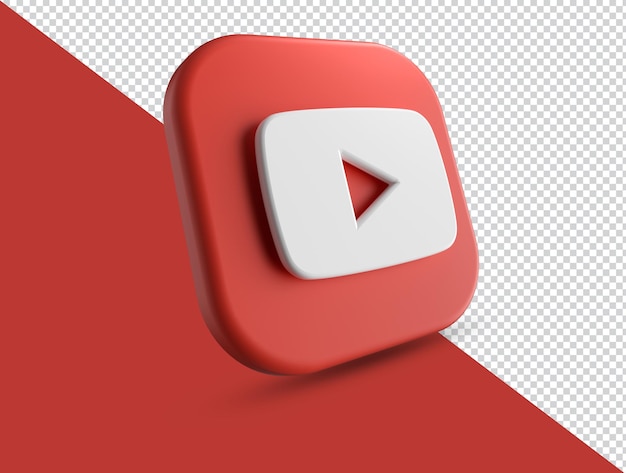 icono de logotipo de youtube de renderizado 3d