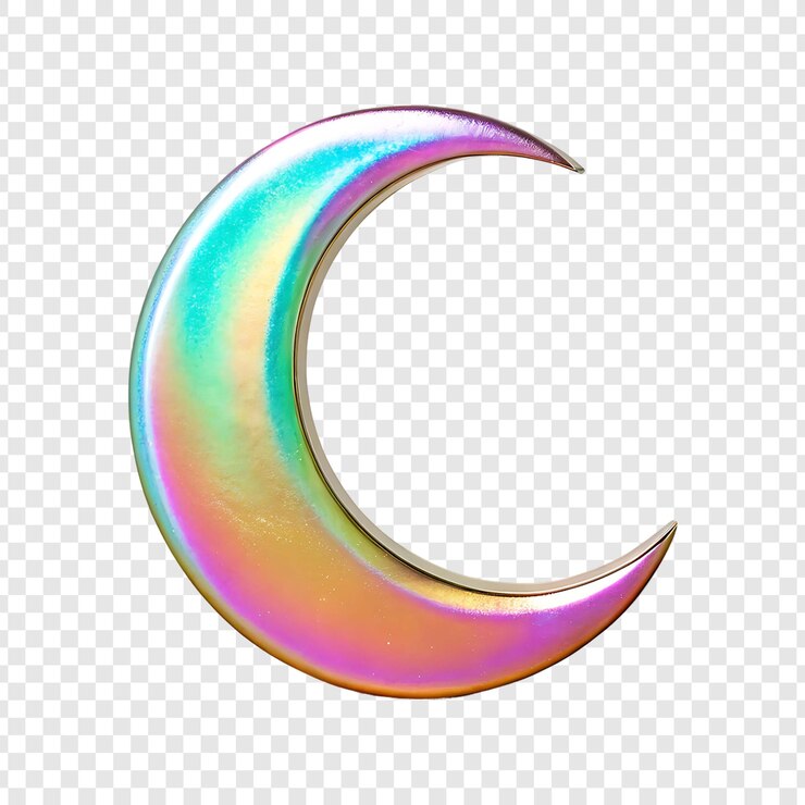 PSD icono de luna creciente 3d colorido con acabado iridescente gradiente ideal para proyectos de diseño digital