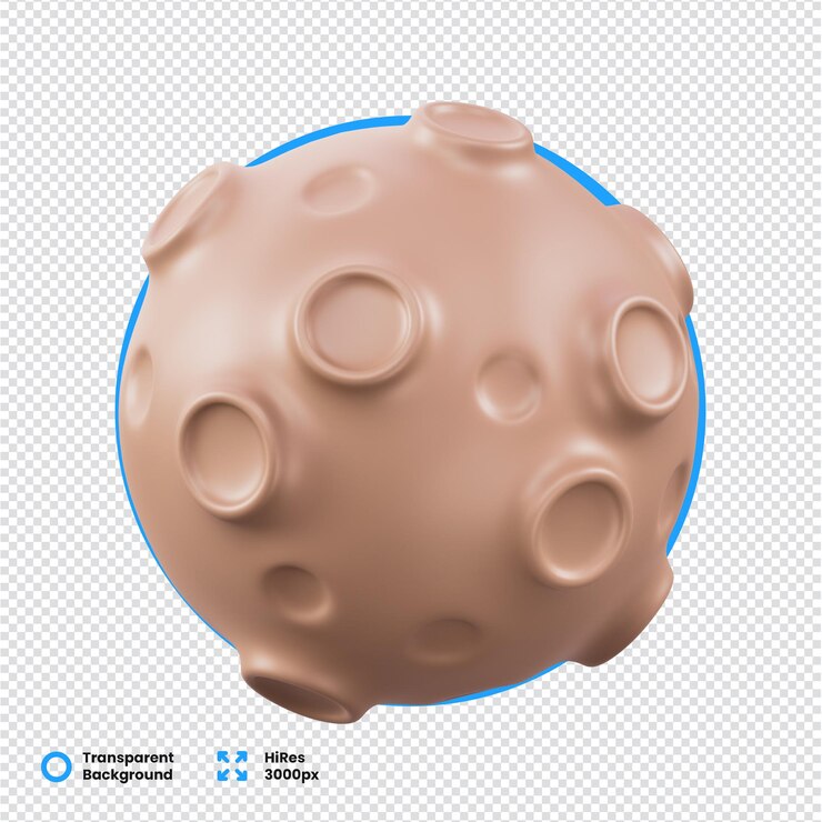 PSD icono de la luna renderizado en 3d con un color beige y un fondo transparente