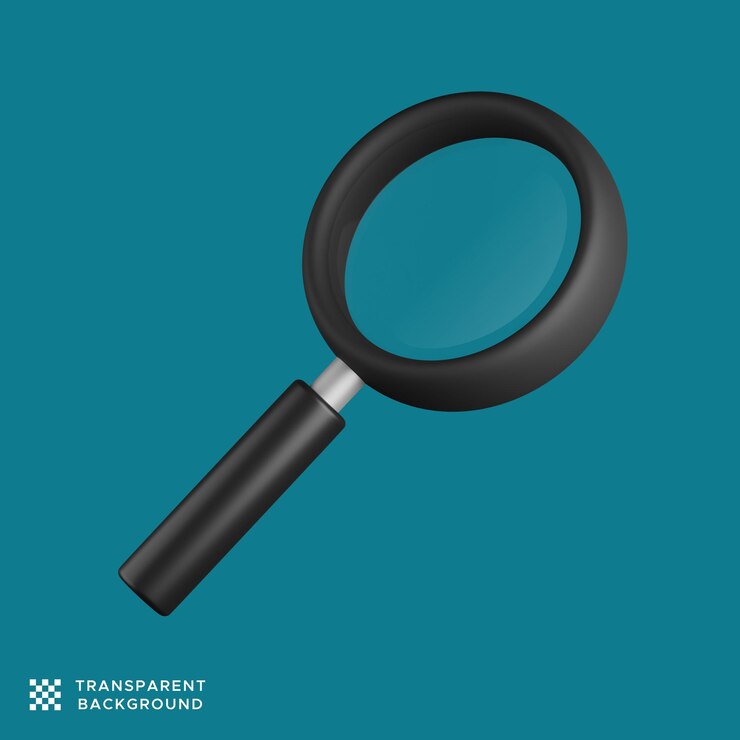PSD icono de lupa 3d en la imagen aislada