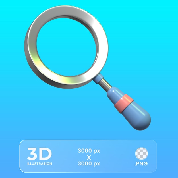 Icono de lupa suave 3d