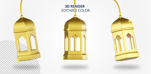 PSD icono de luz de decoración de ramadán 3d con color elegante
