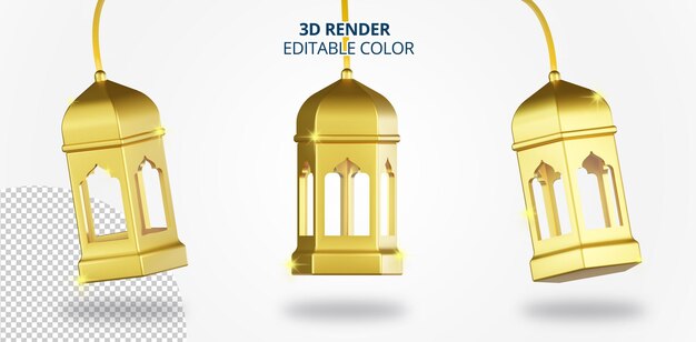 Icono de luz de decoración de Ramadán 3d con color elegante