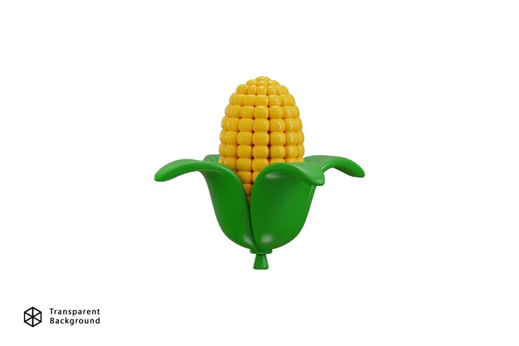 PSD el icono del maíz se representa en 3d con una ilustración vectorial del icono de las verduras saludables