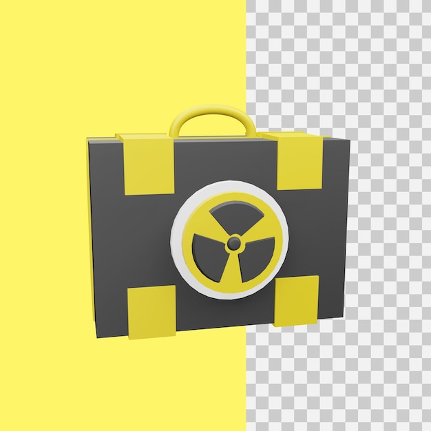 Icono de maleta nuclear de renderizado 3d