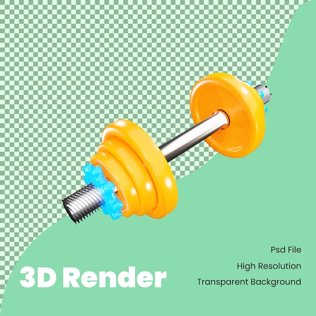 PSD icono de mancuerna de renderizado 3d