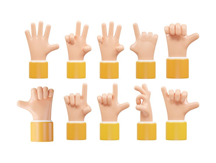 PSD icono de mano 3d renderizado ilustración vectorial diseño de elementos transparentes