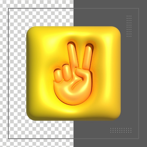 PSD icono de mano de gesto de paz o victoria ilustración de representación 3d de mano humana de amor y paz