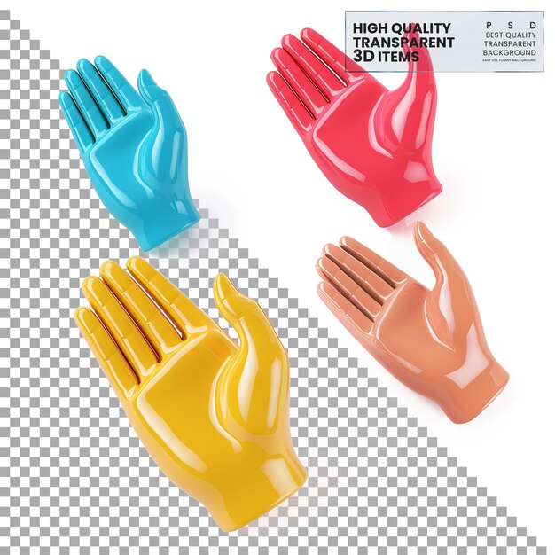 El icono de las manos que aplauden en 3D es una mano que aplaude en 3D de colores sobre un fondo transparente