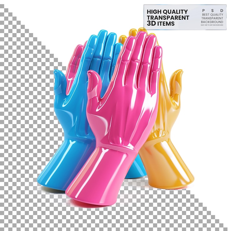 PSD el icono de las manos que aplauden en 3d es una mano que aplaude en 3d de colores sobre un fondo transparente