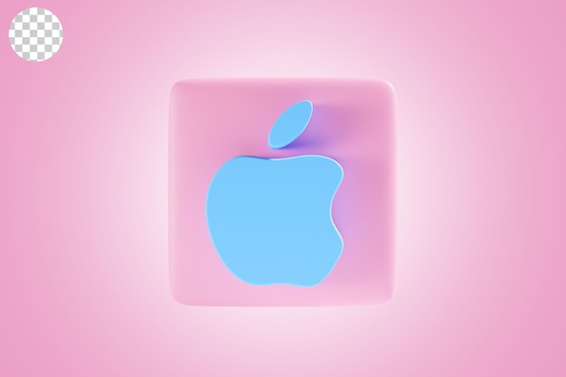 PSD icono de manzana con tema azul tema rosa