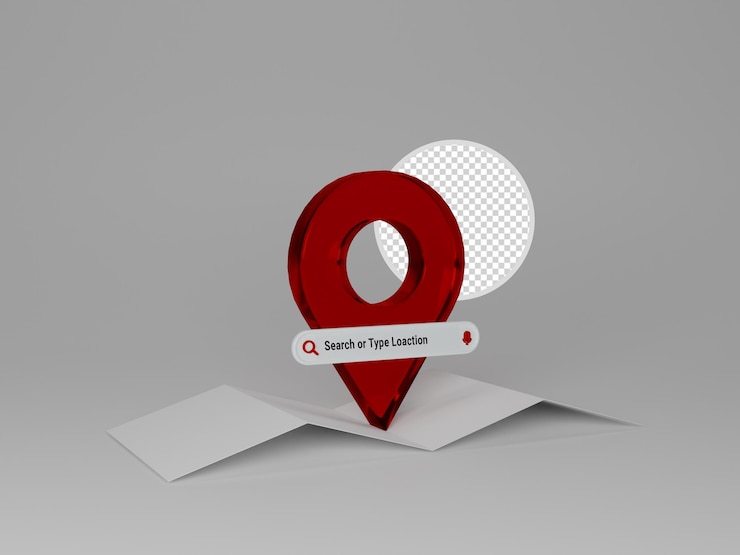 Icono de mapa de ubicación realista 3d con fondo transparente