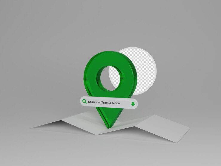 Icono de mapa de ubicación realista 3d con fondo transparente