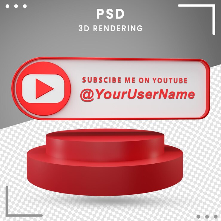 PSD icono de maqueta de redes sociales 3d diseño de youtube
