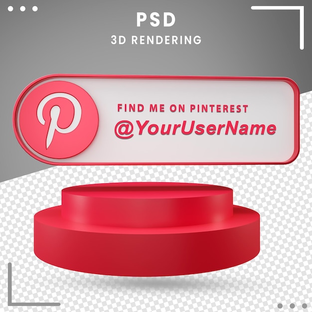 Icono de maqueta de redes sociales 3d pinterest premium psd